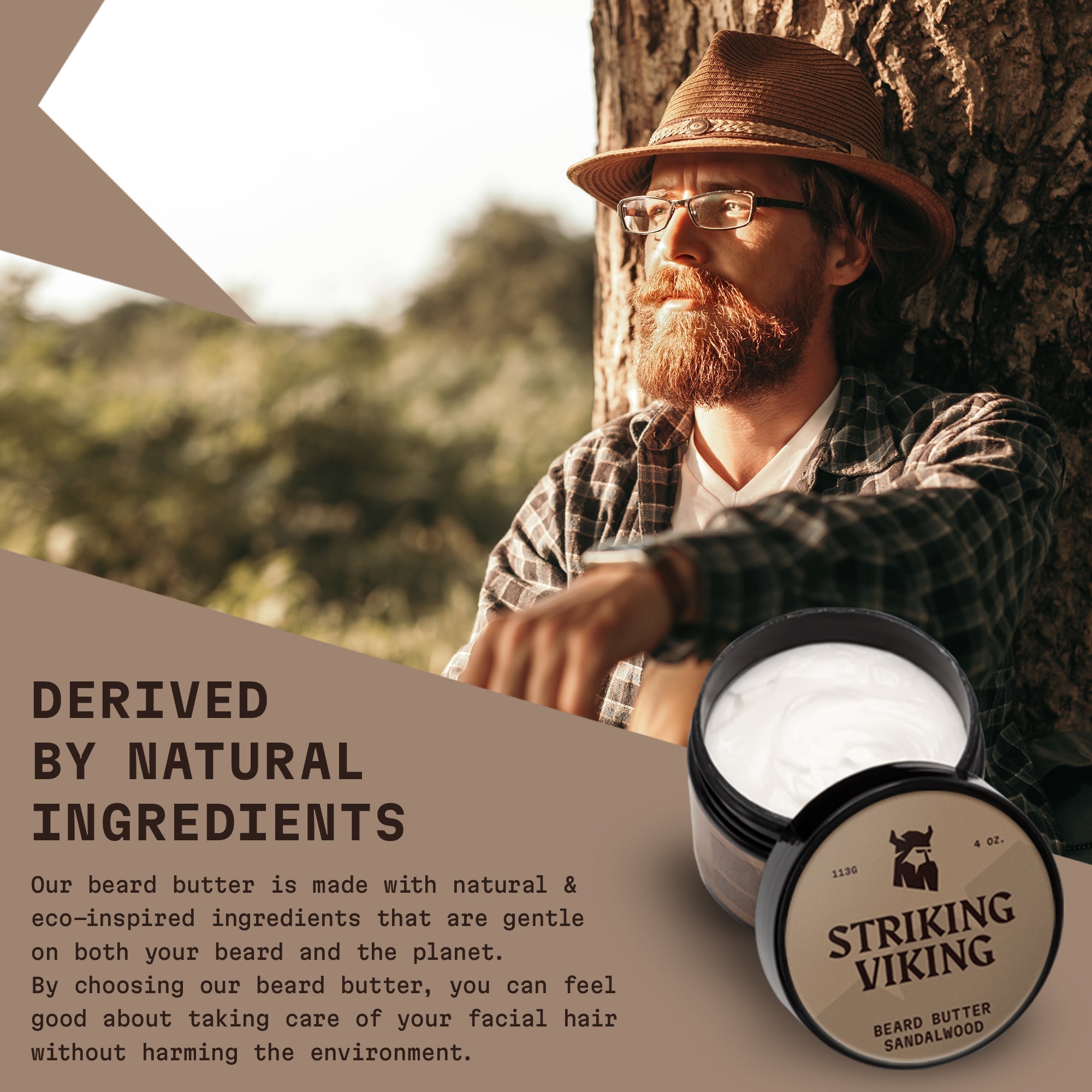 Beard butter in sandalwood scent for intense moisturization and beard health.