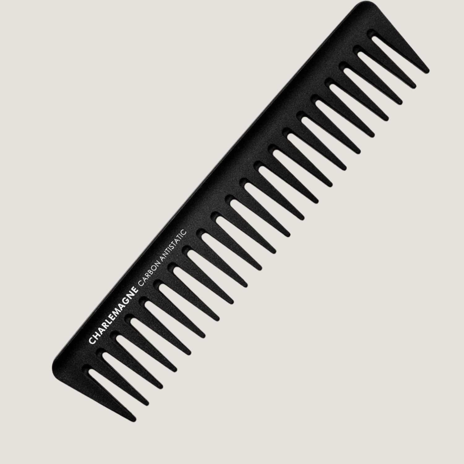 Black carbon fiber wide-tooth comb with antistatic, heat-resistant design for thick and curly hair detangling