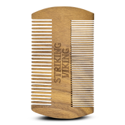 Sandalwood Wooden Beard Comb in black with dual-sided teeth for grooming.