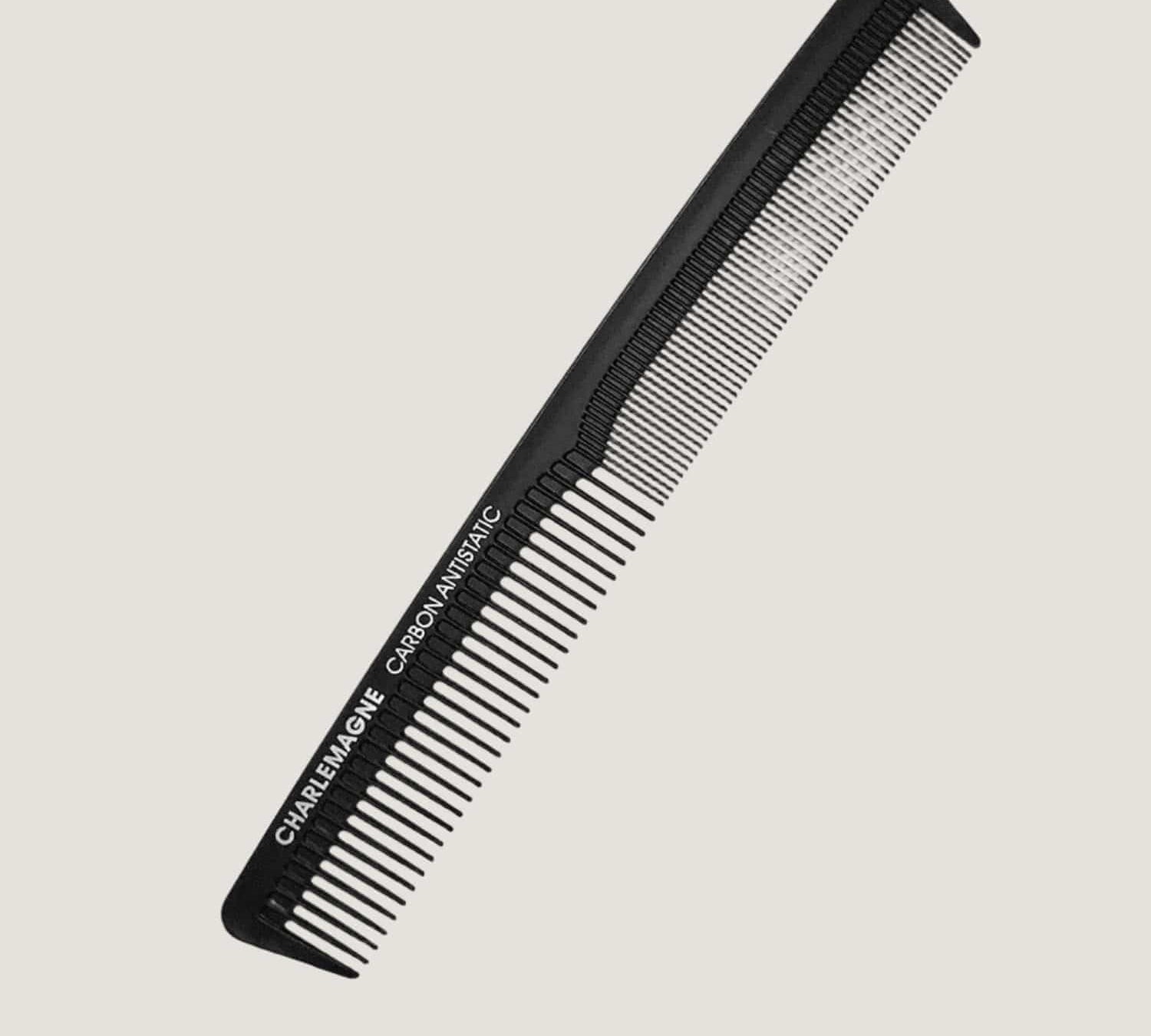 Black dual-sided carbon hair comb with wide and fine teeth, antistatic and heat-resistant design