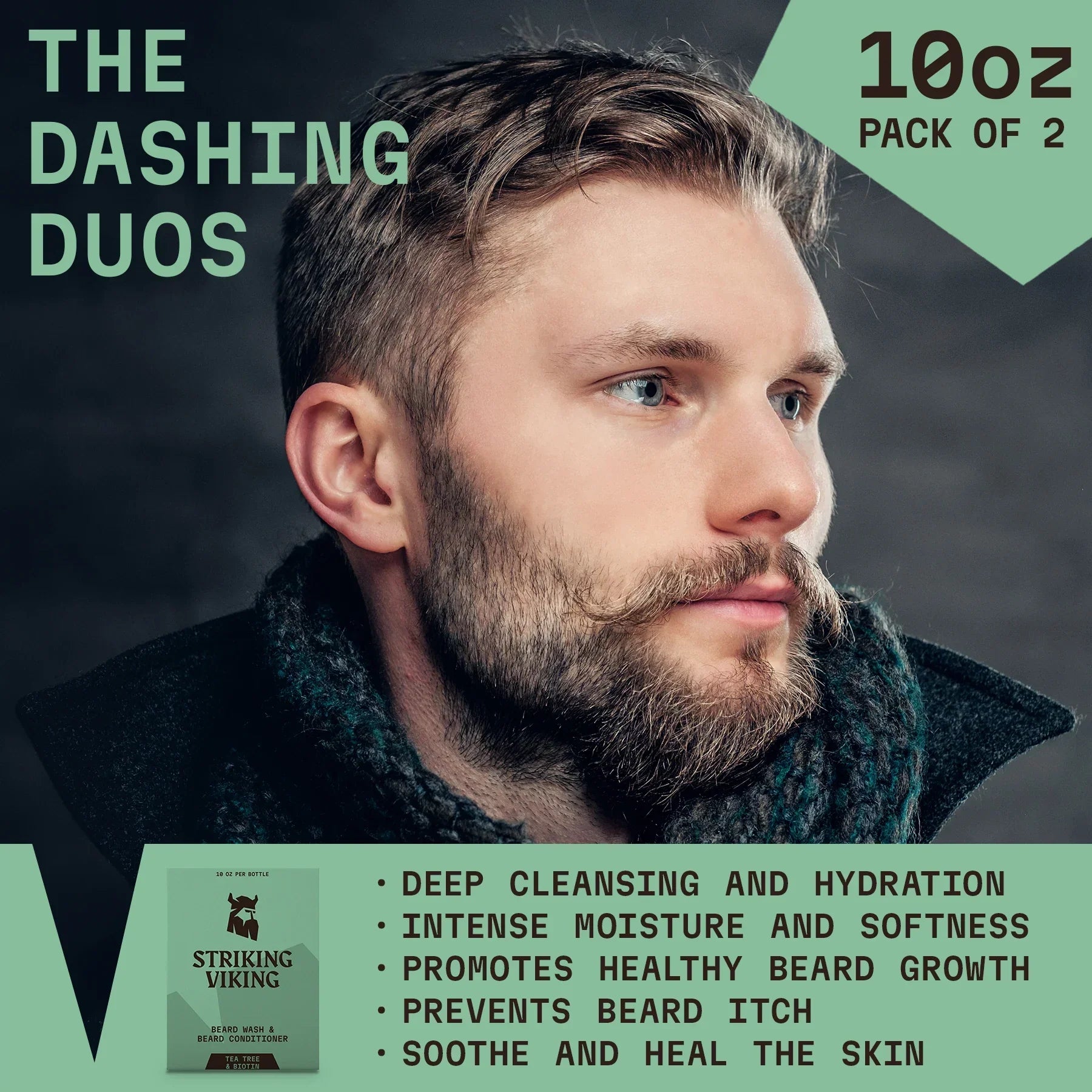 benefits of Striking Viking Beard Wash & Conditioner Set (Tea Tree & Biotin)