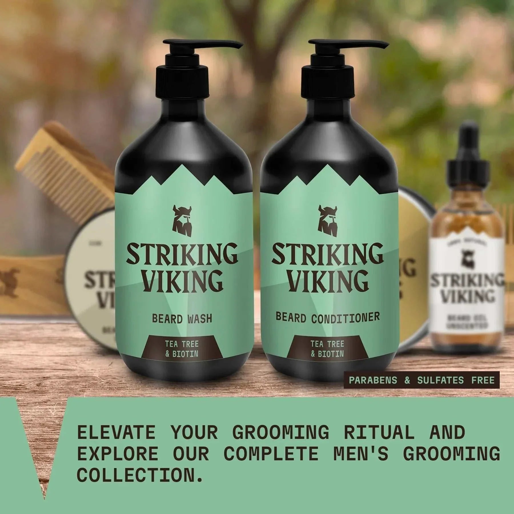 Striking Viking Beard Shampoo & Conditioner Set (Tea Tree & Biotin)