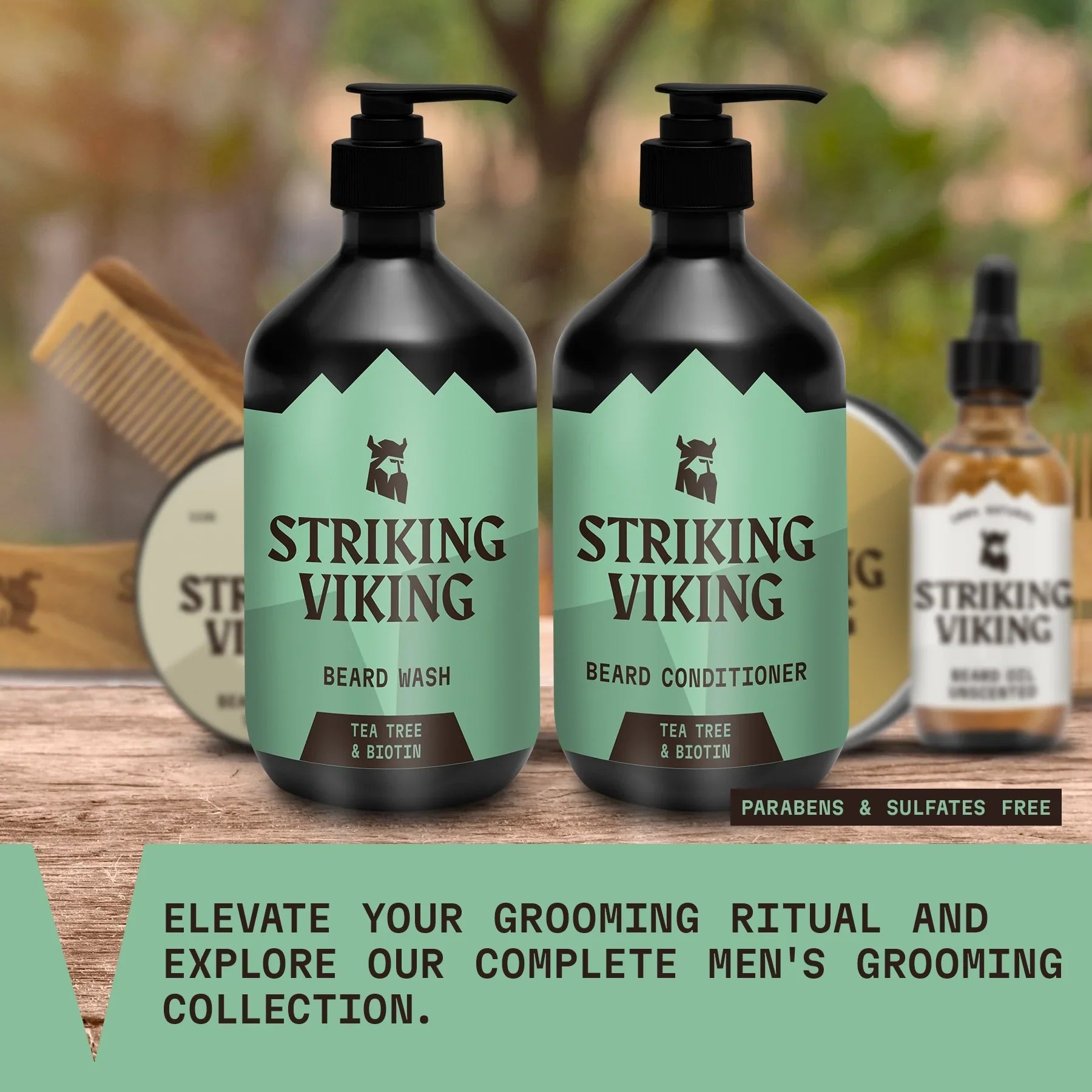 Striking Viking Beard Wash & Conditioner Set (Tea Tree & Biotin)