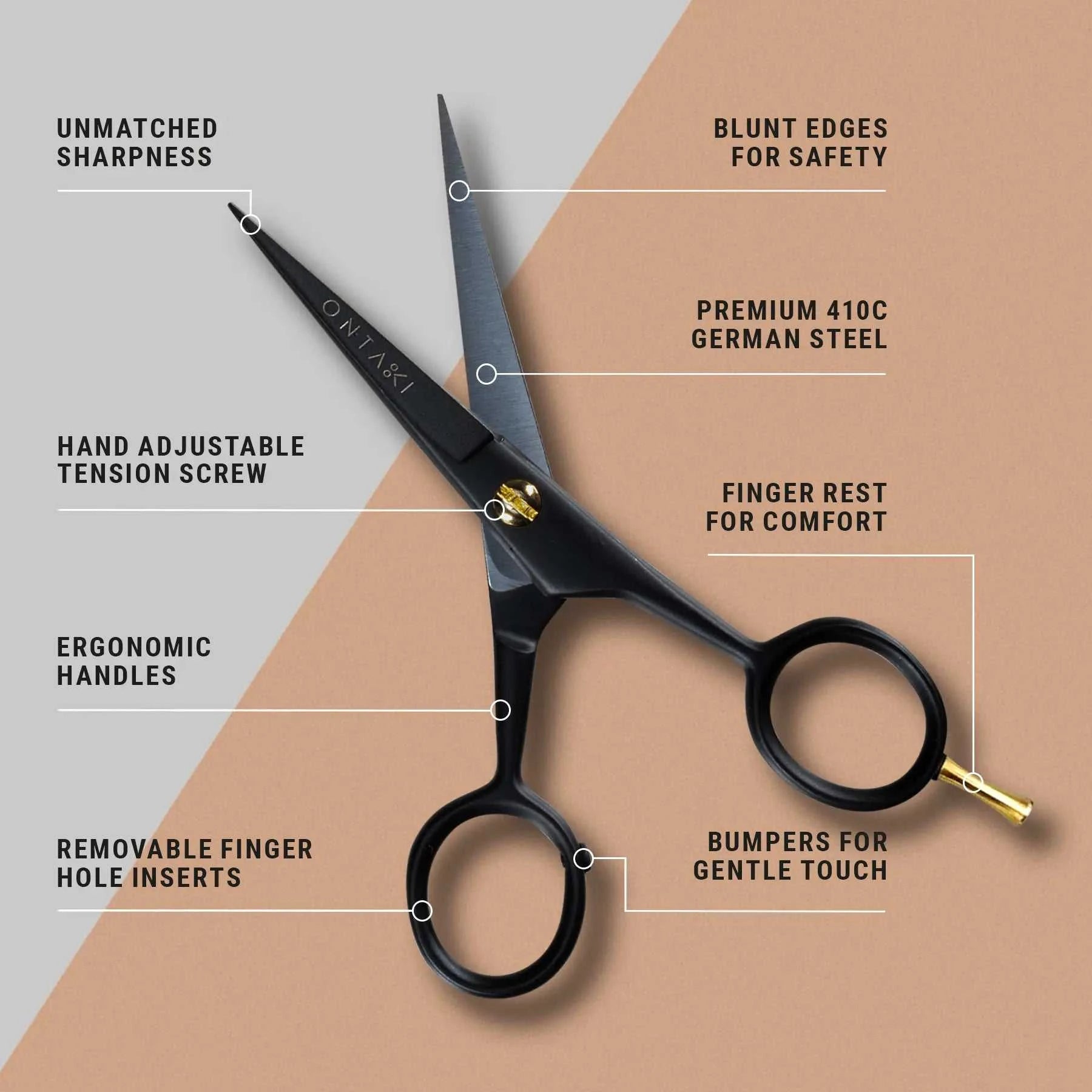 German Steel Beard & Mustache Scissors with Finger Rest (5")