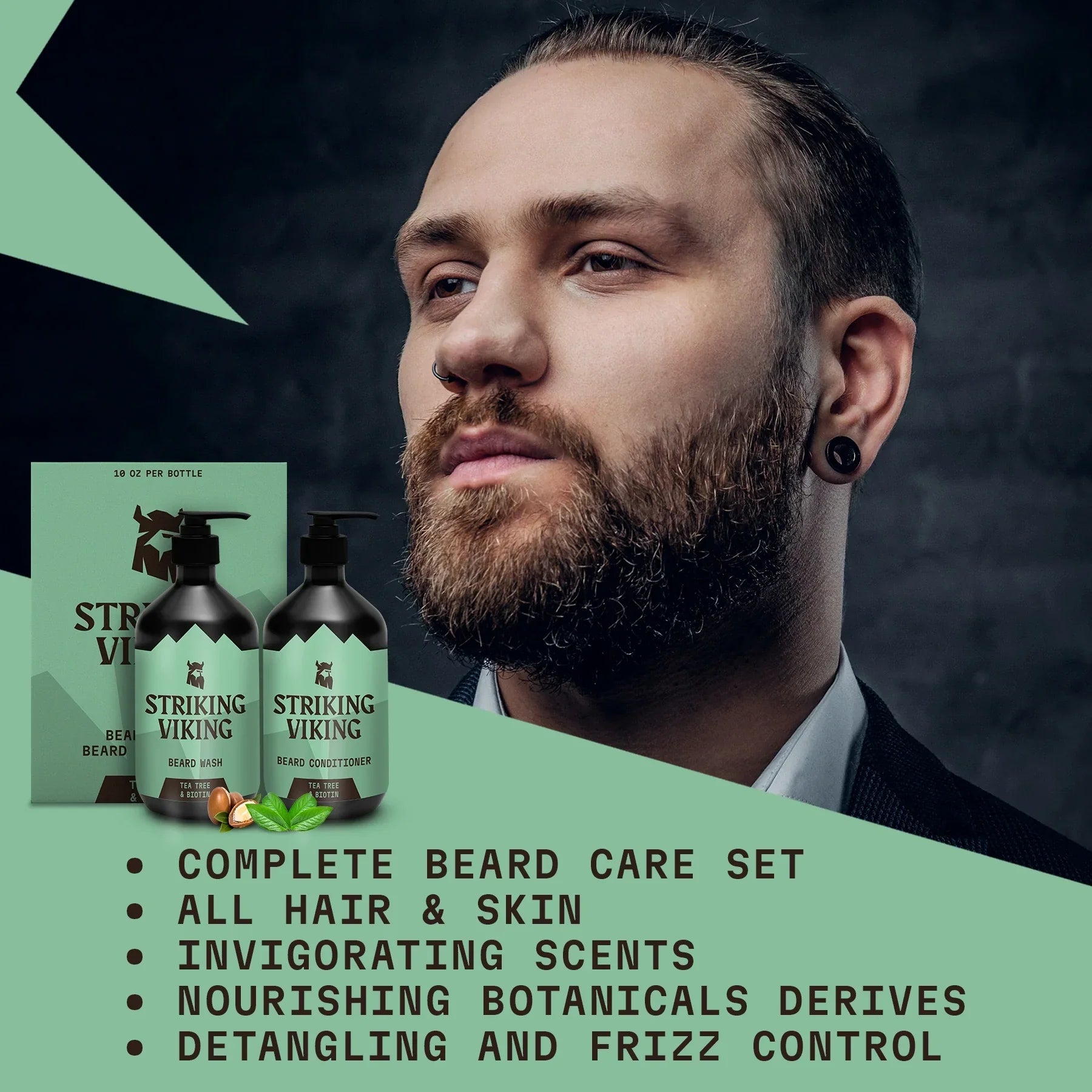 features of Striking Viking Beard Wash & Conditioner Set (Tea Tree & Biotin)