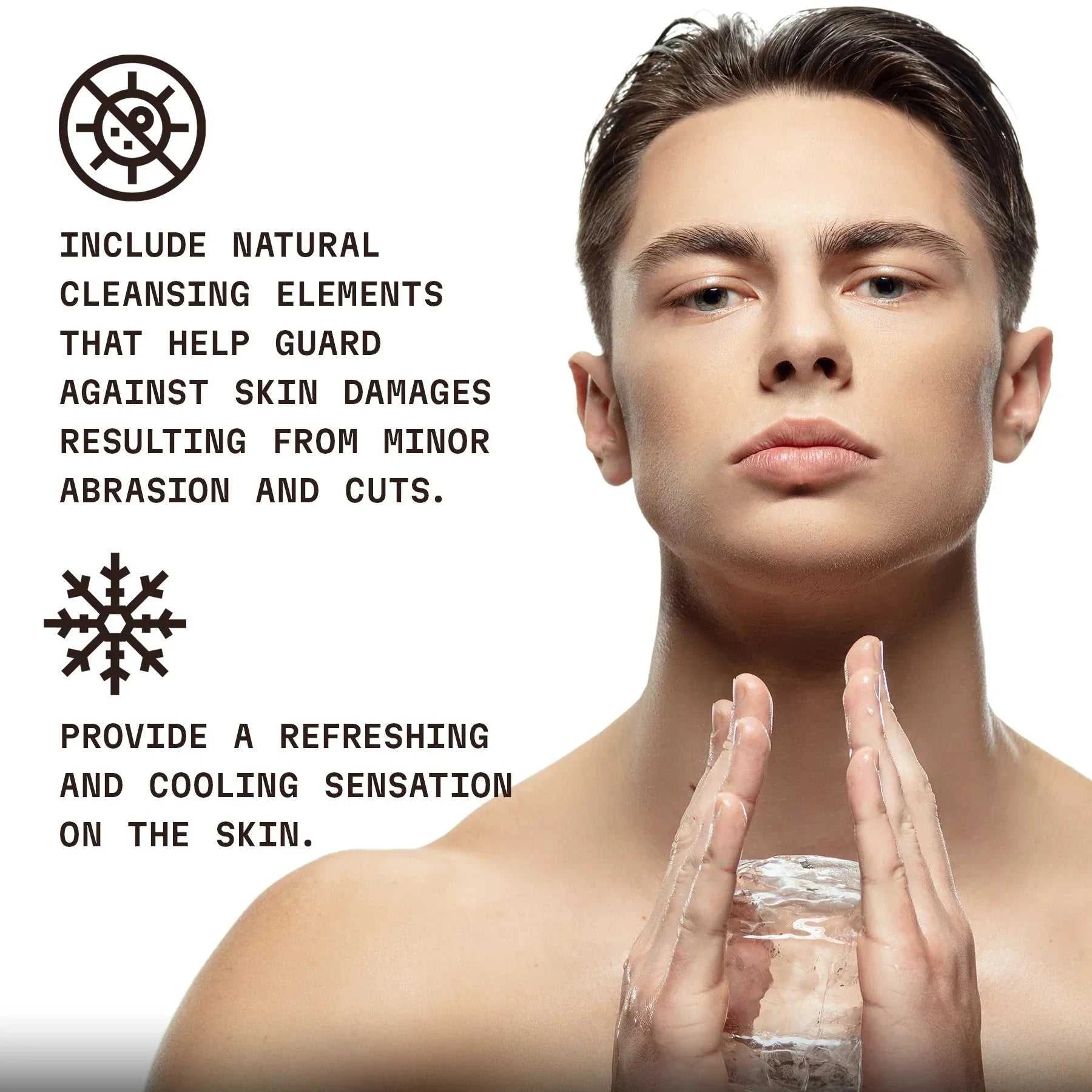 Man applying After Shave Balm for Men, featuring soothing and nourishing qualities, ensuring skin hydration and revitalization, suitable for all skin types.