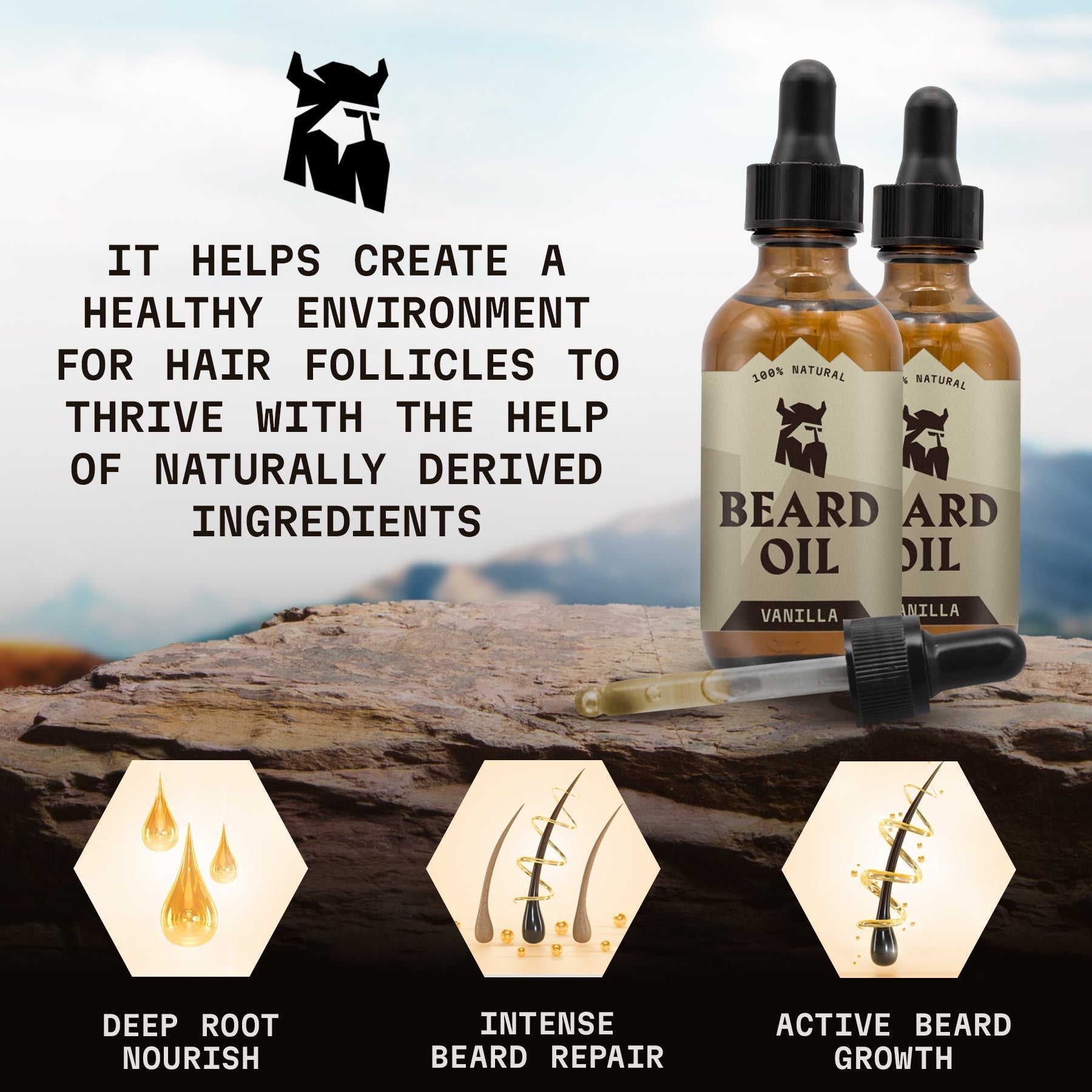 Vanilla Beard Oil 2 Pack with Natural Ingredients for Healthy Beard Growth