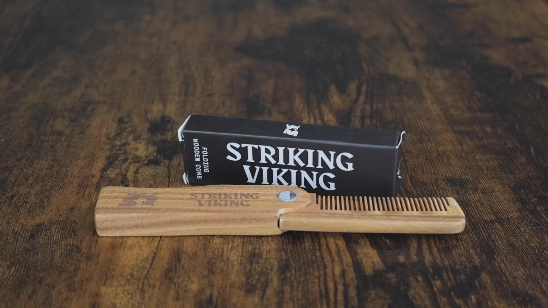 Striking Viking Folding Wooden Comb – Sandalwood Beard & Hair Comb