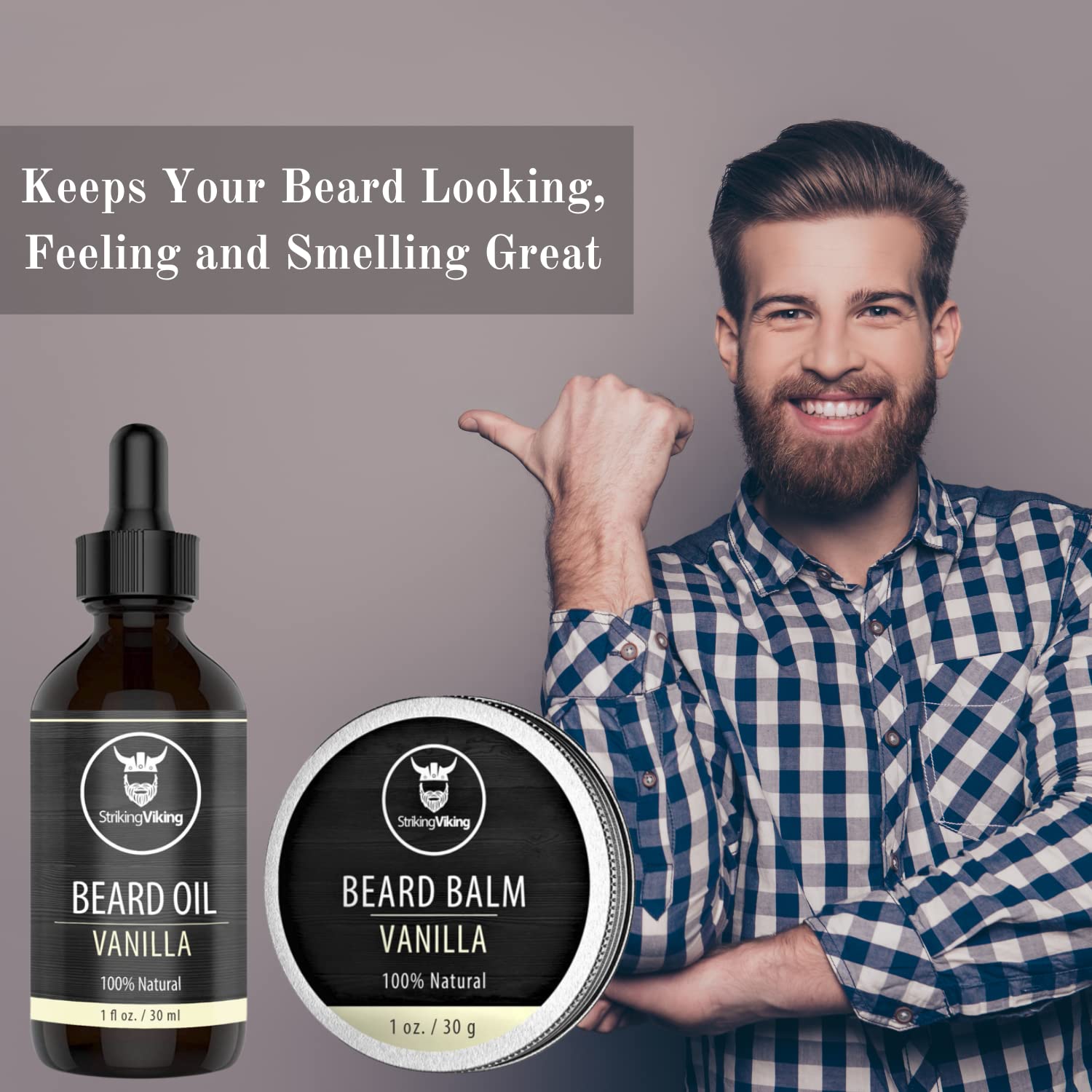 Beard Balm and Oil with Vanilla Scent for Healthy Styling